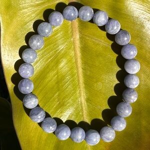 Handmade AAA 7.5-8mm Tanzanite Smooth Round Beaded Bracelet Rare Boho
